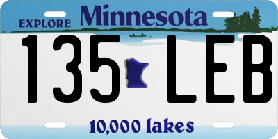 MN license plate 135LEB