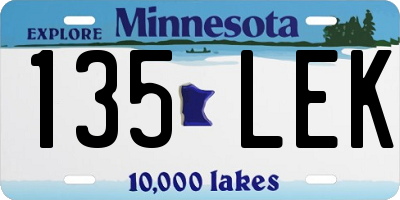 MN license plate 135LEK