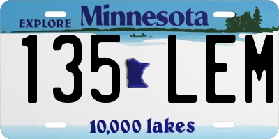 MN license plate 135LEM