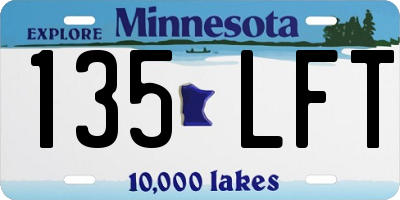 MN license plate 135LFT