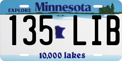 MN license plate 135LIB