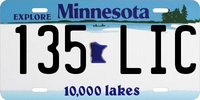 MN license plate 135LIC