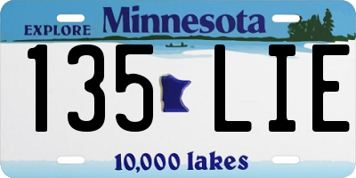 MN license plate 135LIE