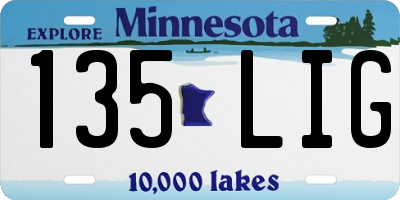 MN license plate 135LIG