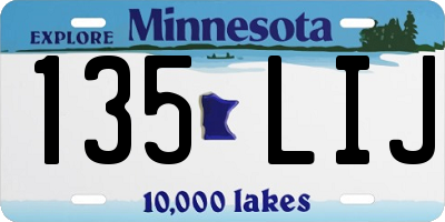 MN license plate 135LIJ
