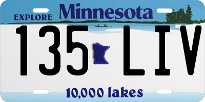 MN license plate 135LIV