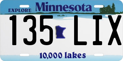 MN license plate 135LIX