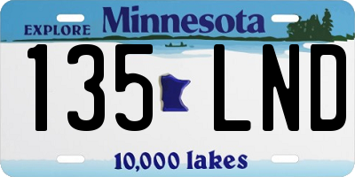 MN license plate 135LND