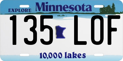 MN license plate 135LOF