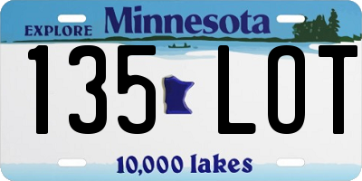 MN license plate 135LOT