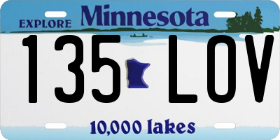 MN license plate 135LOV