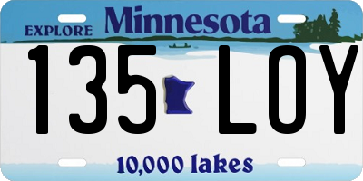 MN license plate 135LOY