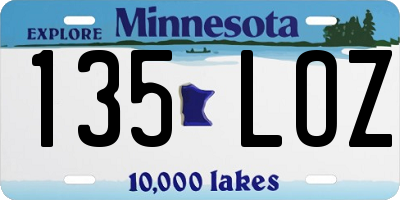 MN license plate 135LOZ