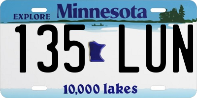 MN license plate 135LUN