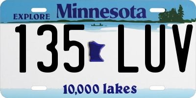 MN license plate 135LUV