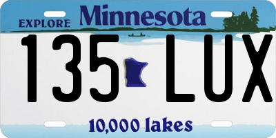 MN license plate 135LUX