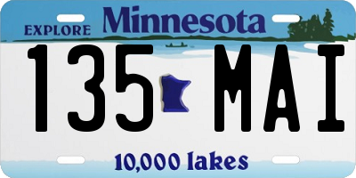 MN license plate 135MAI