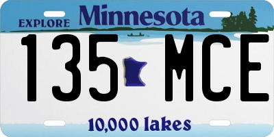 MN license plate 135MCE