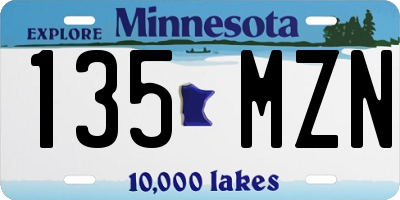 MN license plate 135MZN