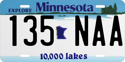 MN license plate 135NAA