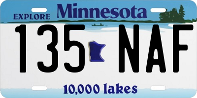 MN license plate 135NAF