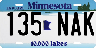 MN license plate 135NAK