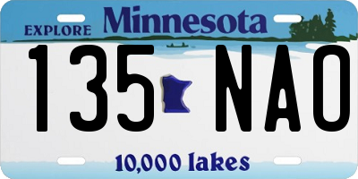 MN license plate 135NAO