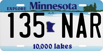 MN license plate 135NAR