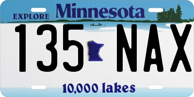 MN license plate 135NAX