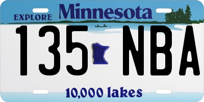MN license plate 135NBA