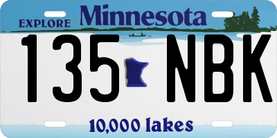 MN license plate 135NBK