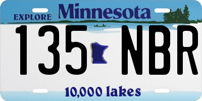MN license plate 135NBR