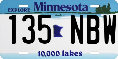MN license plate 135NBW