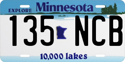 MN license plate 135NCB