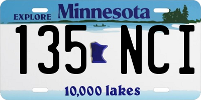 MN license plate 135NCI