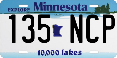 MN license plate 135NCP