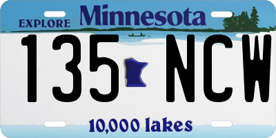MN license plate 135NCW