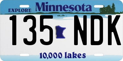 MN license plate 135NDK