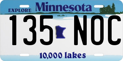 MN license plate 135NOC