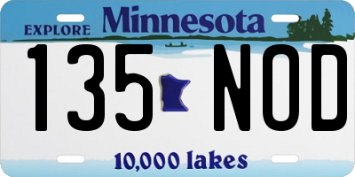 MN license plate 135NOD