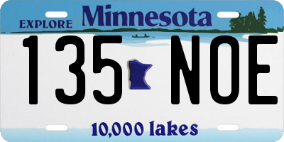 MN license plate 135NOE