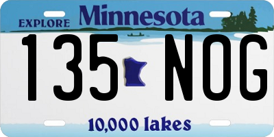 MN license plate 135NOG