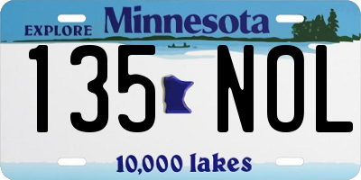 MN license plate 135NOL