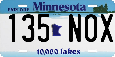 MN license plate 135NOX