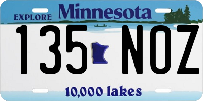 MN license plate 135NOZ