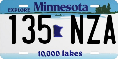 MN license plate 135NZA