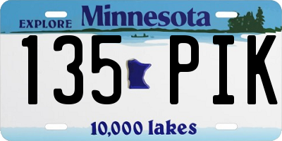 MN license plate 135PIK
