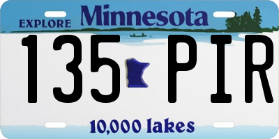 MN license plate 135PIR
