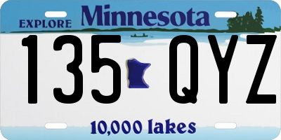 MN license plate 135QYZ