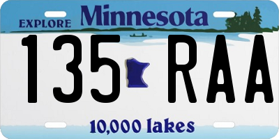 MN license plate 135RAA